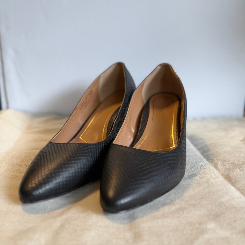 Vionic Madison Mia VS305 Black Snake Leather Pump Heel Size 11 Orthotic Comfort